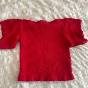 Forever 21, red, off the shoulder top, fits like an XS/S